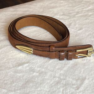 Rochester Big and Tall Brown Genuine Lizard and Suede Leather Belt